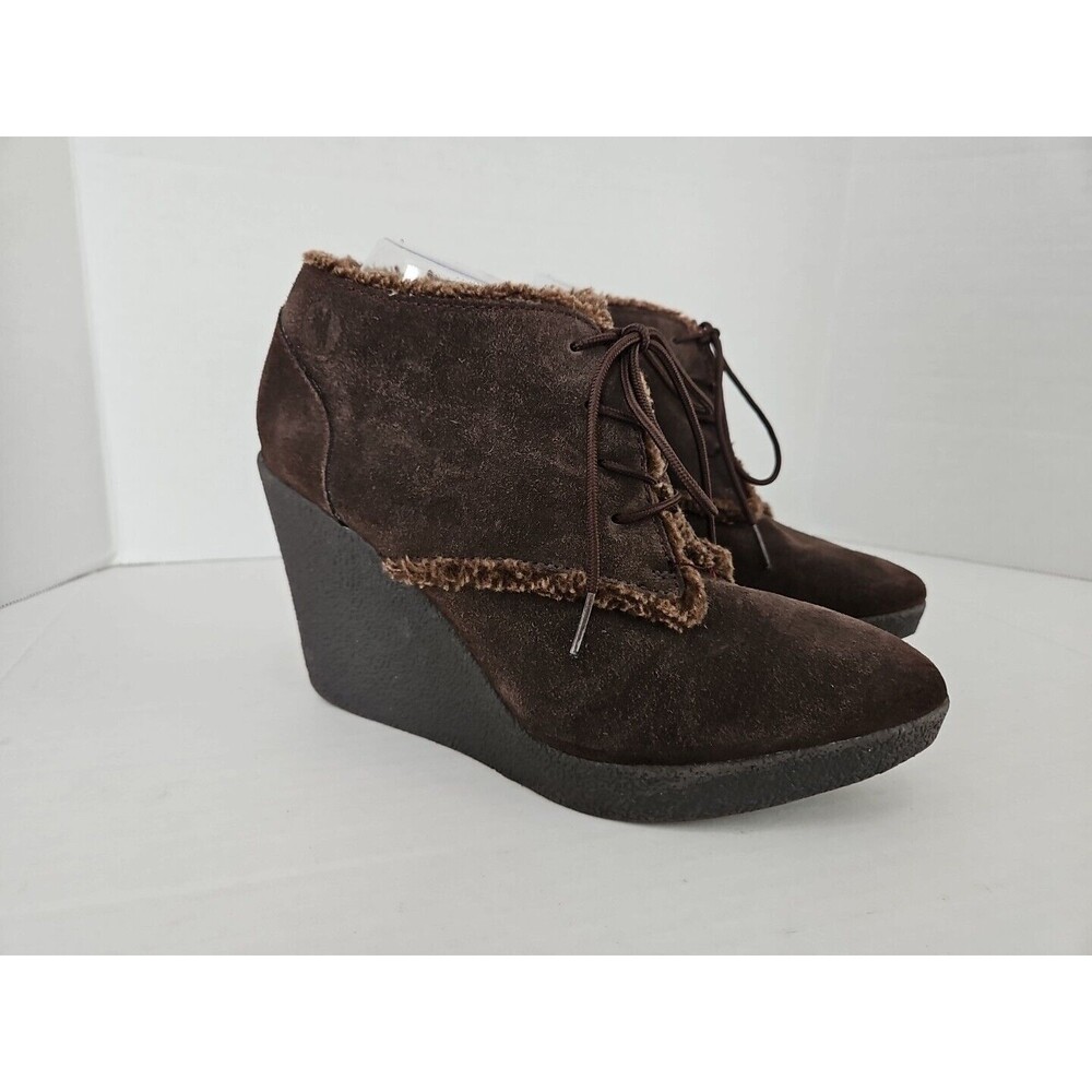 Brown Suede Libby Edelman Ankle Boots. Size 10